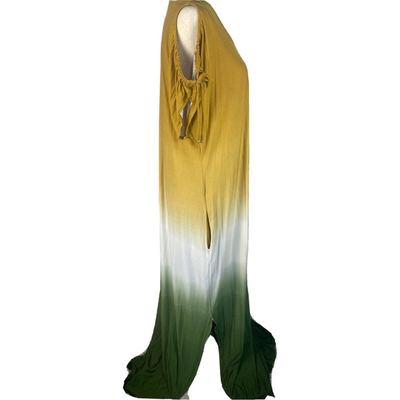 Est. 1946 Womens Size 14W / 16W Gold Cream & Green Ombre Maxi Pocket Maxi Dress - Picture 8 of 11